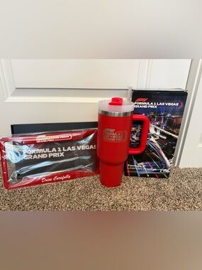 Formula 1 Las Vegas Grand Prix Red Insulated Travel Mug and License Plate Frame